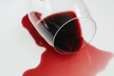 spilled red wine from a glass